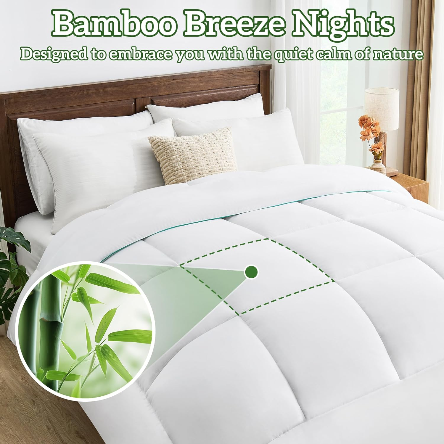 LINENOVA Bamboo Quilt Queen Size - 500GSM Extra Cosy All Season Doona, Breathable and Soft Duvet, Hypoallergenic and Anti-Bacterial, Ideal for Cooler Nights, Machine Washable (210X210Cm) image number 4