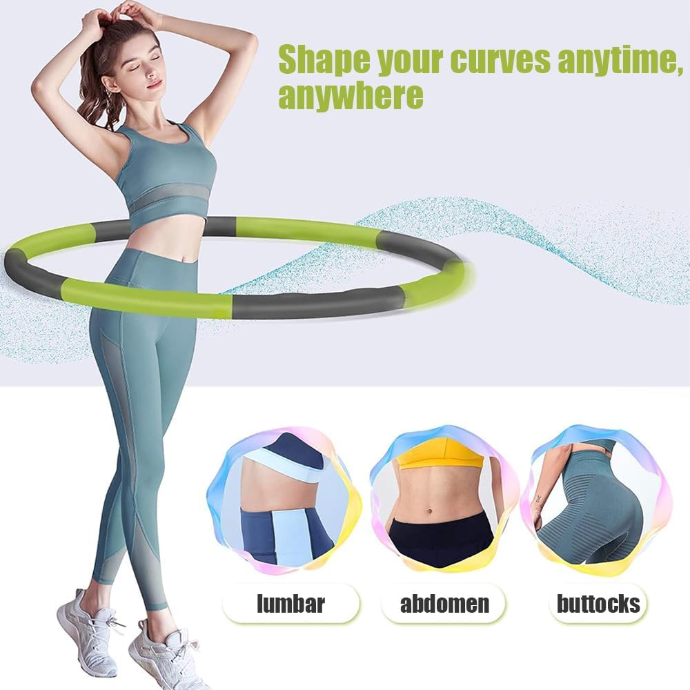 Hula Hoop,Detachable Hula Hoop,Gym Equipment,Fitness Exercise Hoop,Snap Together Detachable,Waist Circumference Soft Ruler,For Gymnastics, Training, Exercise and Weight Loss image number 3