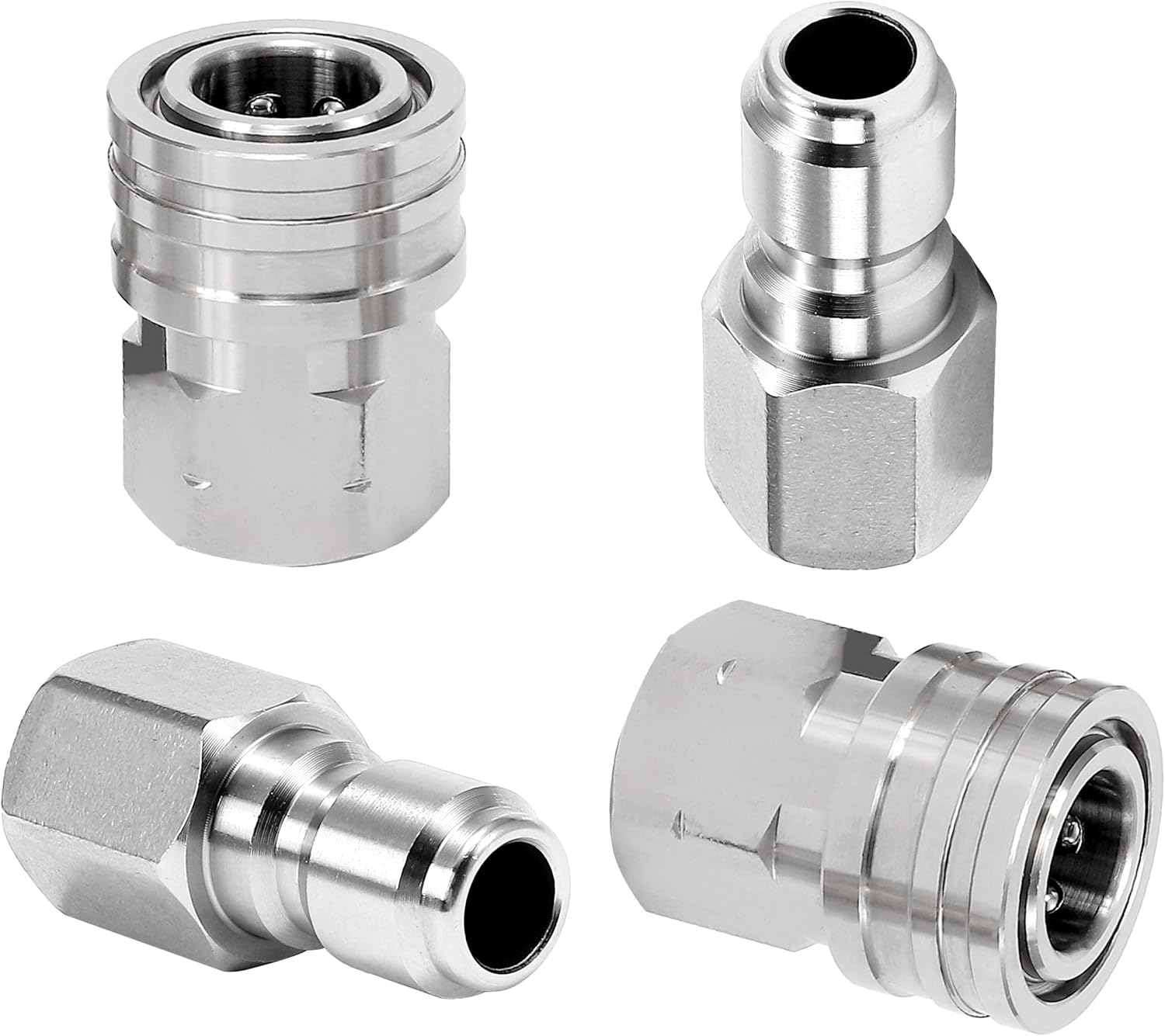 M MINGLE Pressure Washer Adapter Set, 2 Sets 3/8" Quick Connect Fittings, Male Pressure Washer Quick Disconnect Kit, Stainless Steel, 5000 PSI image number 6