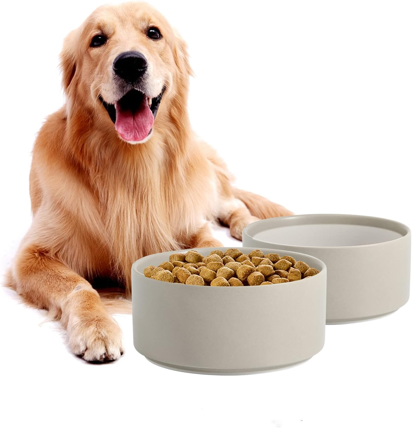 Havniva Non-Slip 8.2Inch Ceramic Dog Food and Water Bowl for Large Breed Dogs, Pet Bowl for Replacement (Single Bowl, Grey) image number 5