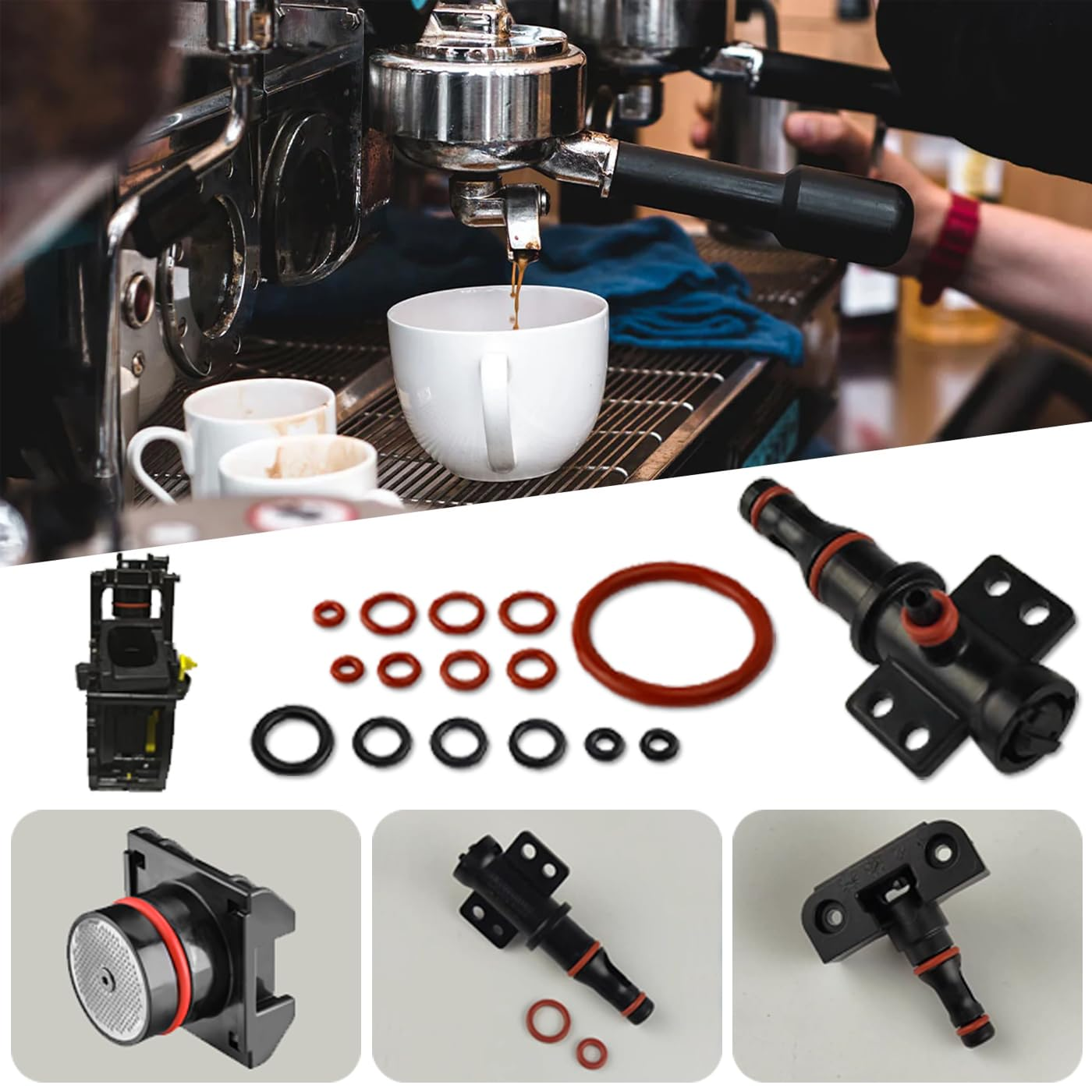 Bestgle 60 Pcs Silicone O-Ring Seal Kit, Coffee Machine Sealing Gasket for Philips Saeco Gaggia Spidem Espresso Machines, Professional Maintenance Kit Seal O Rings Nozzle Gasket image number 3