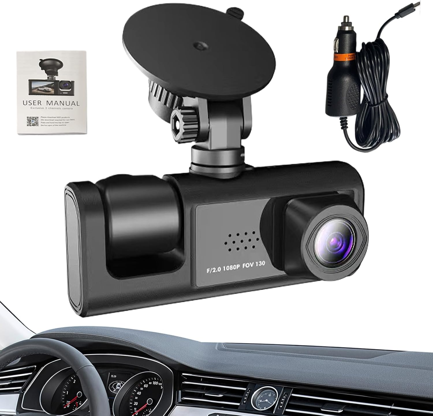 Dashboard Cam for Car - Car 1080P Camera for Dashboard - Front and Rear Driving Recorder with Night Vision, Wide Angle, Loop Recording for Long-Distance Travel