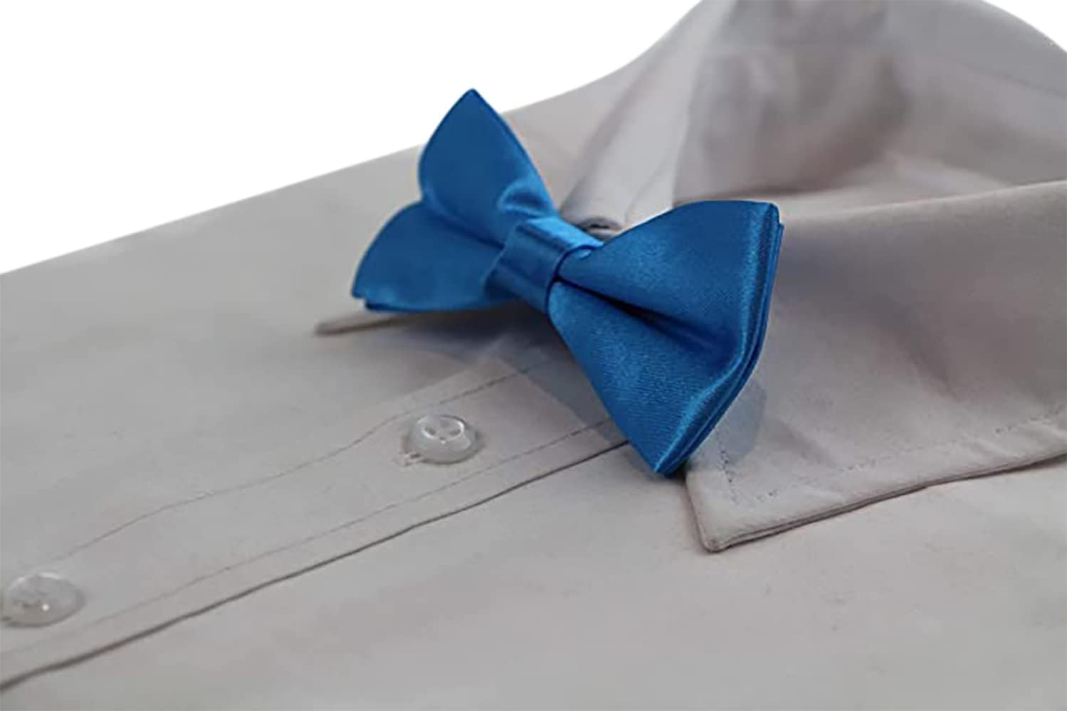 Boys Santorini Blue Plain Bow Tie image number 2