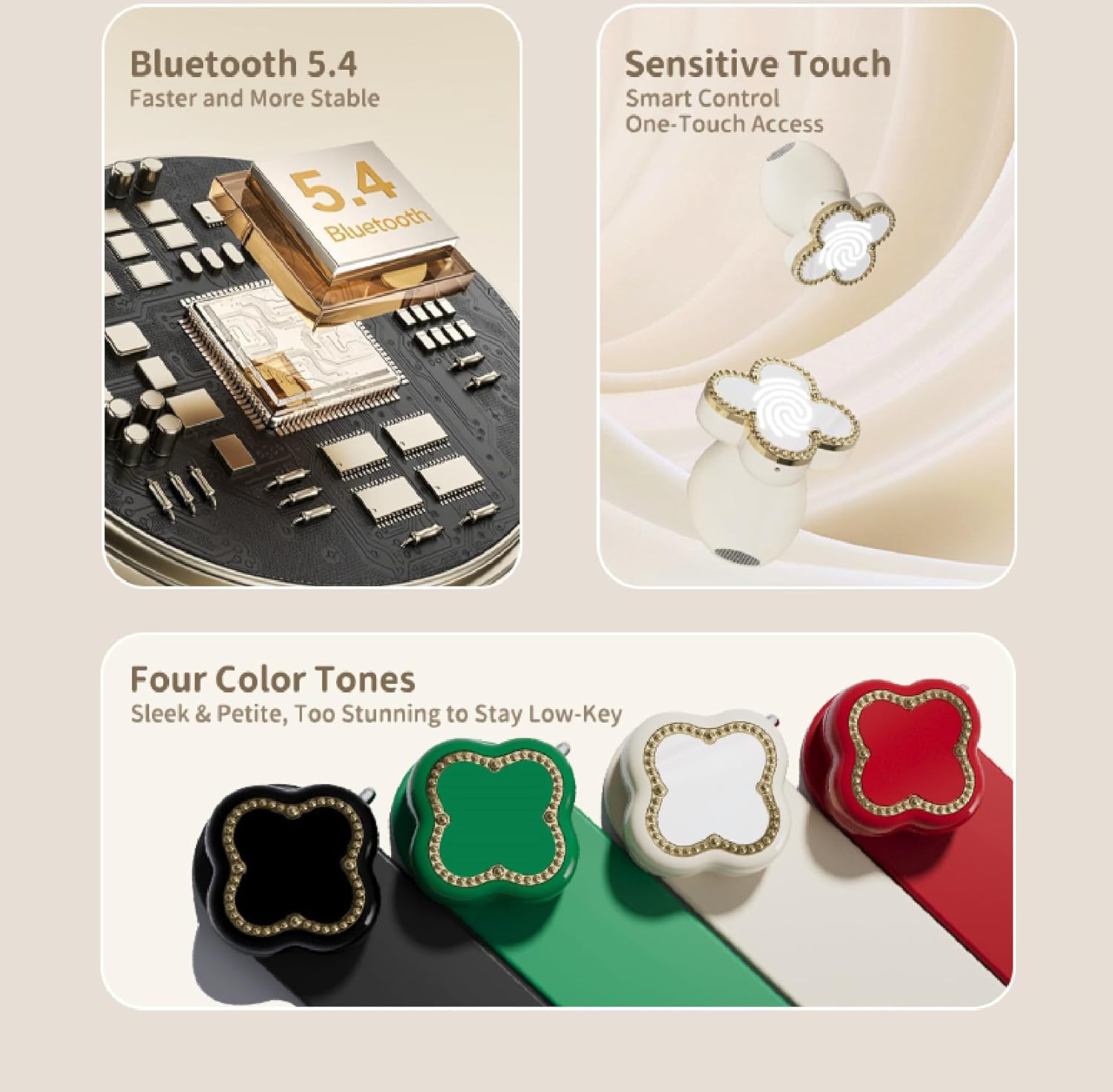 Women'S Wireless Earbuds Bluetooth in Ear Buds Light Weight Headphone, Noise Reduction, Fashionable Sports Earrings, Earrings and Headphones. Two Uses in One，Ports & Workouts for Women Gifts - Green image number 7