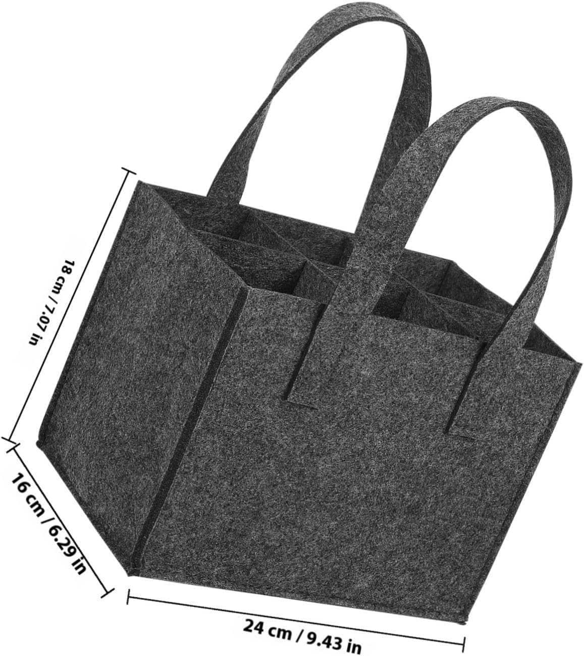 BEBEMOKO Felt Wine Carrier Bag 6-Bottle Tote Wine Handbag Thick Felt Bottle Carrier for Travel Camping Picnic 4Pcs Medium Grey image number 2