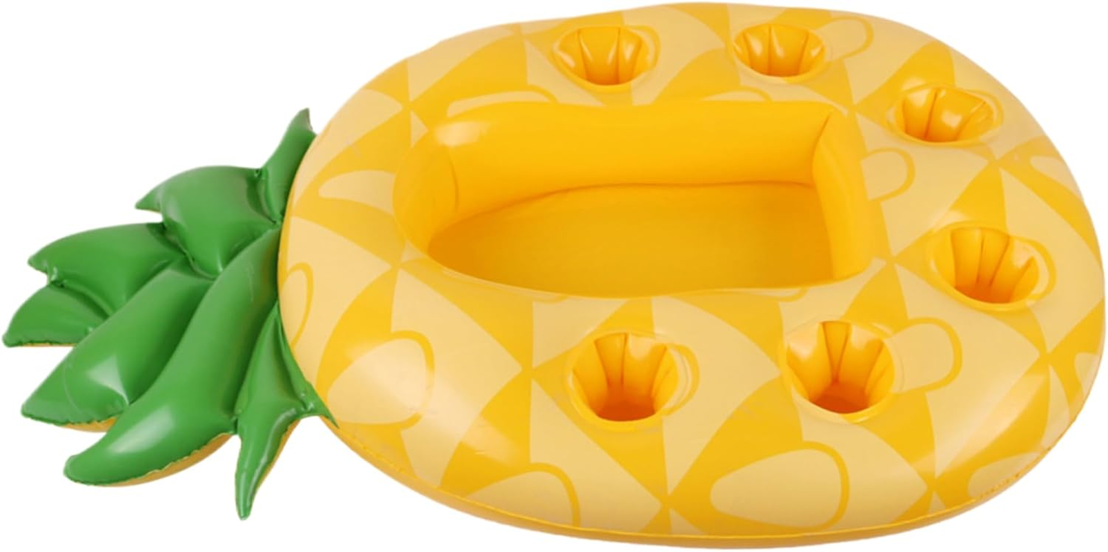 Drink Floaties for Pool, Pineapple Inflatable Drink Holder, 33.5X21.7 PVC Floating Pool Tray with Cup Holders, Portable Floating Drink Holder