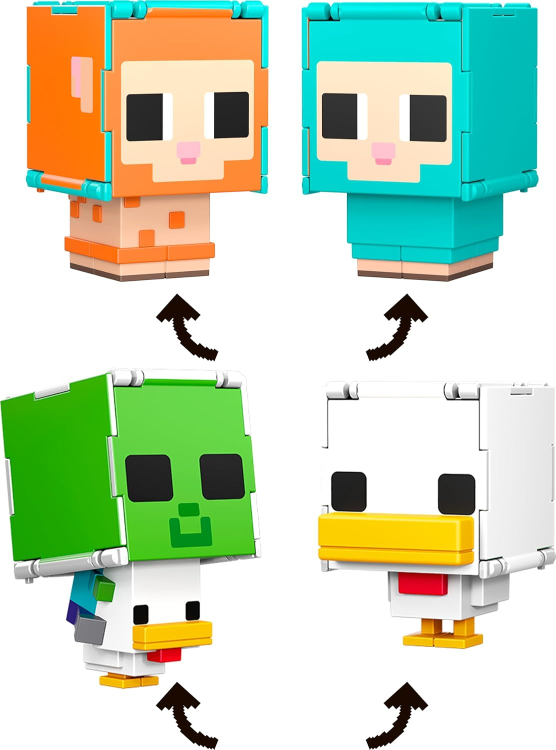 Mattel Minecraft Flippin&rsquo; Figs Sheep & Chicken Figures 2-Pack with 2-In-1 Fidget Play, Large Heads & Pixelated Design (Amazon Exclusive) image number 2