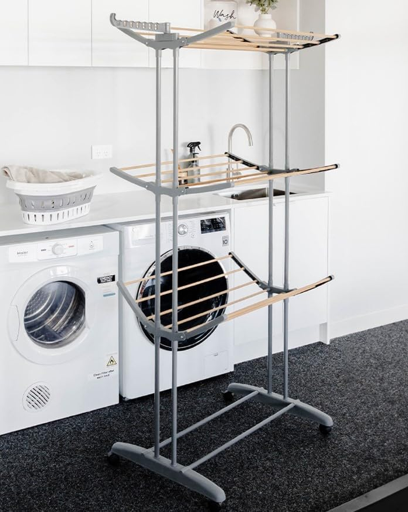 Seymour'S 3-Tier Foldable Airer with Hanger Racks &ndash; Compact Clothes Drying Rack for Indoor Use, Ideal for Efficient Drying and Organisation image number 3