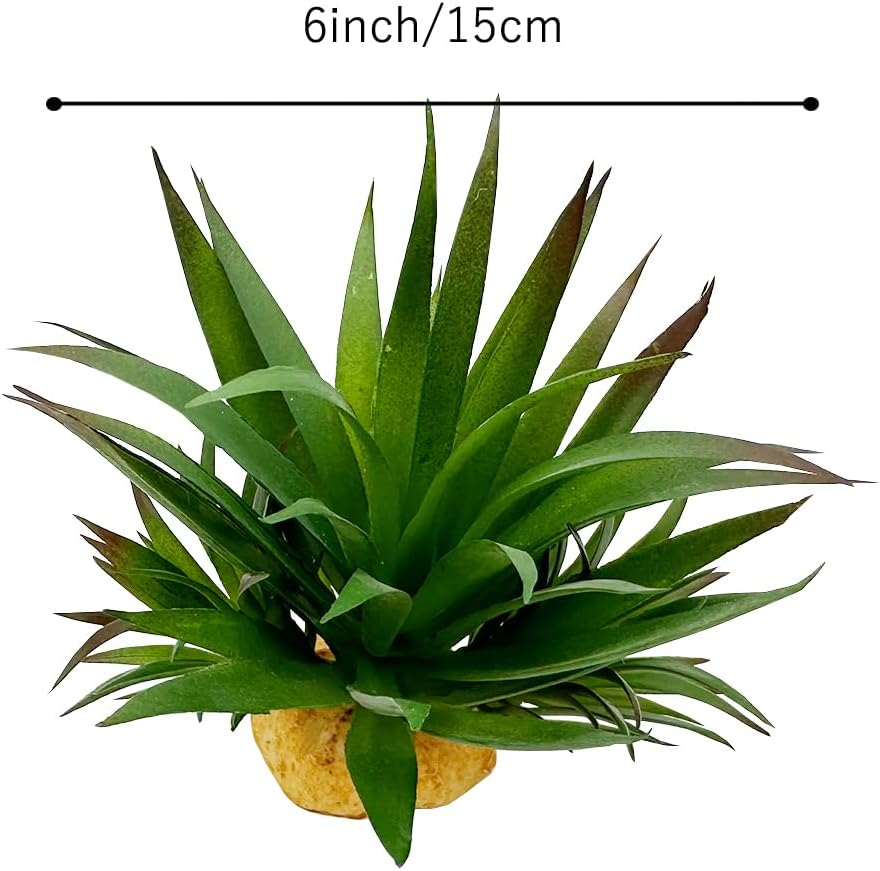 Smoothedo-Pets Reptile Artificial Plants Succulent Terrarium Decor Desert Rain Forests Plant Lizard Bearded Dragon Chameleon Gecko Snake Amphibian Habitat Hideout Tank Accessories (Agave-Set) image number 6