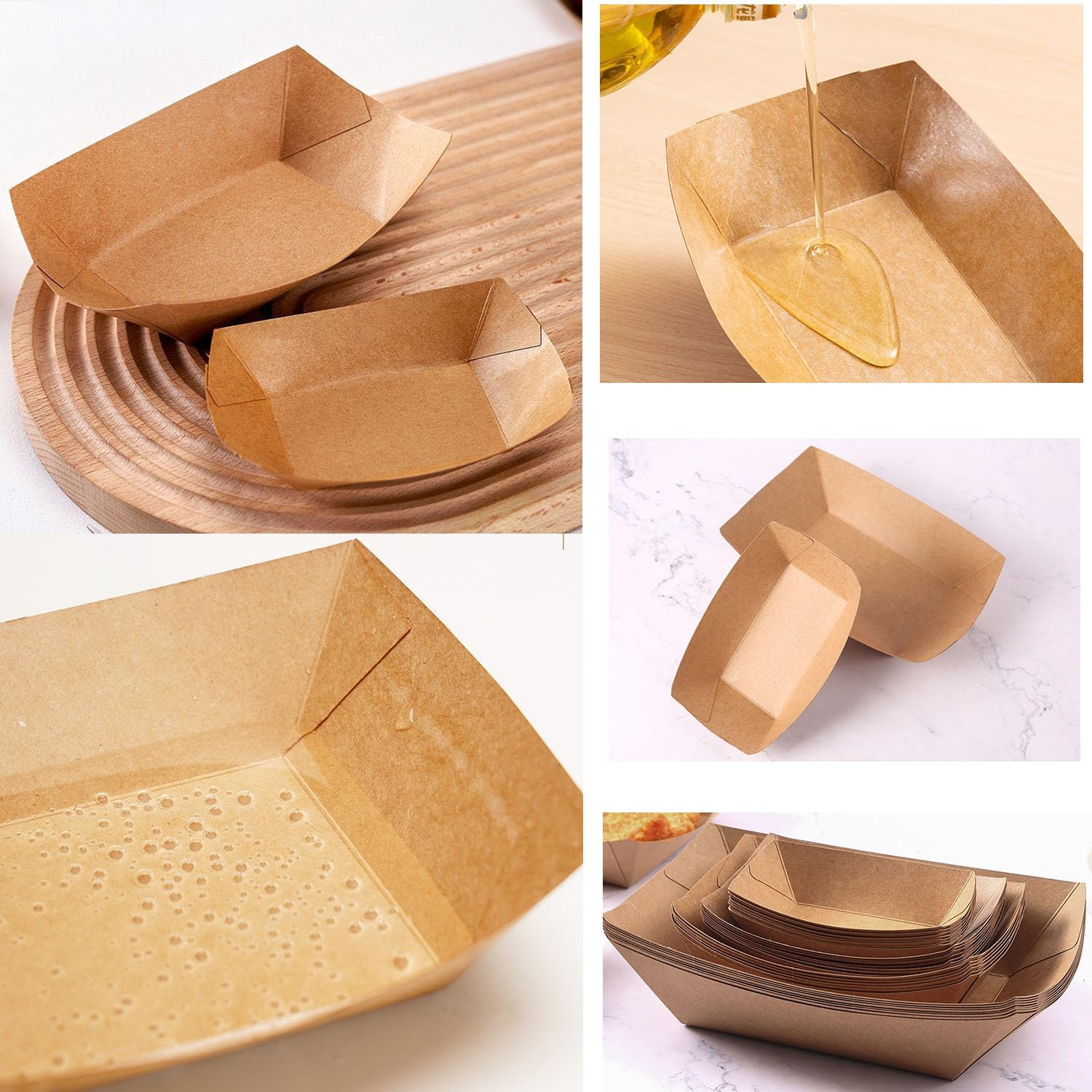 Paifeancodill Paper Hot Dog Tray, 100 Pcs Disposable Kraft Paper Food Tray, Hot Dog Boats Grease Proof Food Boats, Disposable Food Serving Trays, Take Out Food for Hot Dog Nacho French Fries (19.5 Cm) image number 1