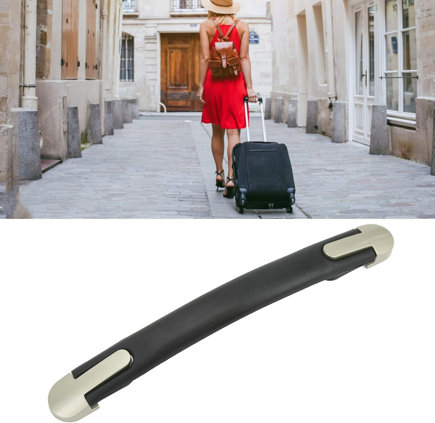 ANKROYU Suitcase Handle Kit, Portable Luggage Handle, Plastic Zinc Alloy End Cover, Luggage Case Handle, Non Slip Suitcase Handle for Travel Boxes Cases image number 5