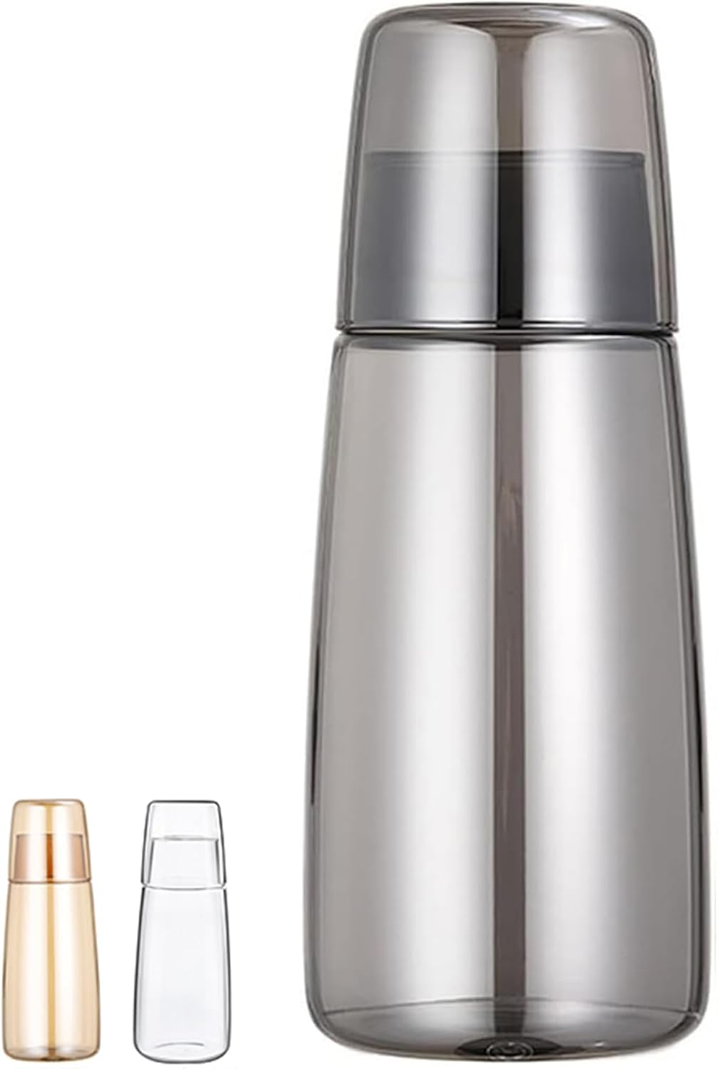 Yalucky Bedside Carafe and Glass Set, Water Carafe with Glass Cup for Nightstand Bedroom Guest Room, Mouthwash Bottle for Bathroom Kitchen 25Oz/750Ml (Transparent)