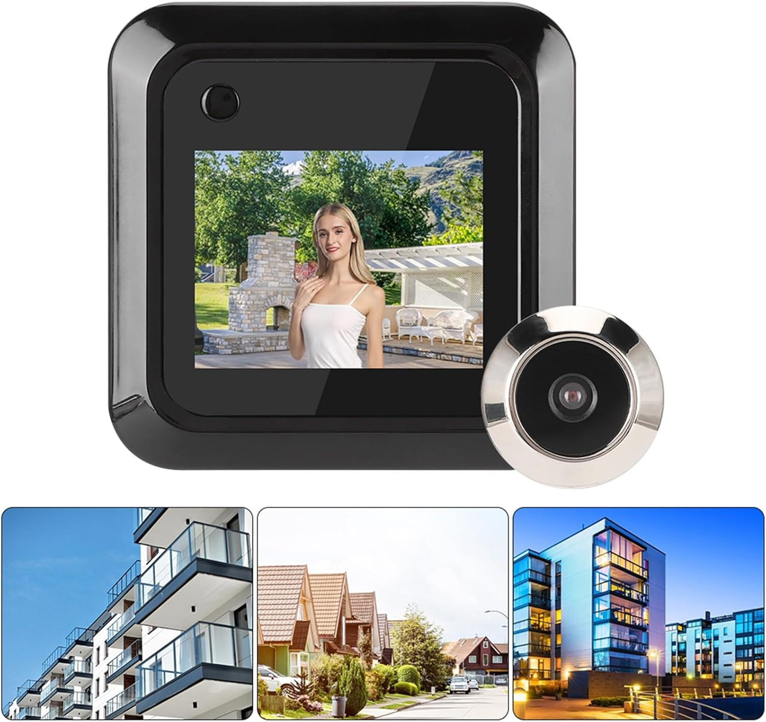 Digital Door Viewer, 2.4In LCD Screen Electronic Door Viewer Bell Peephole, 95&deg; Wide Angle Peephole Camera Eye for Apartment Home Security image number 4