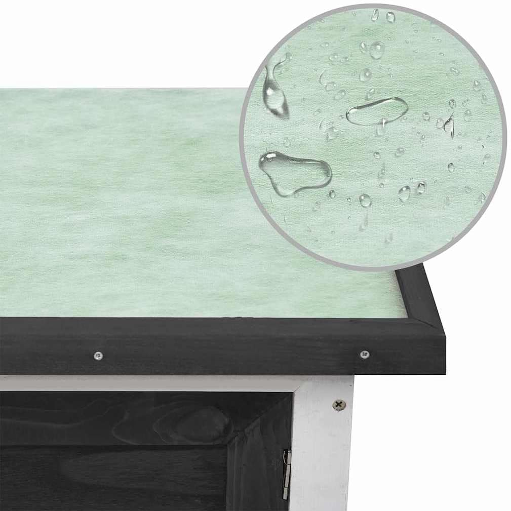 Outdoor Rabbit Hutch 1 Layer Grey Wood Pet House Small Animal Shelter Garden image number 3