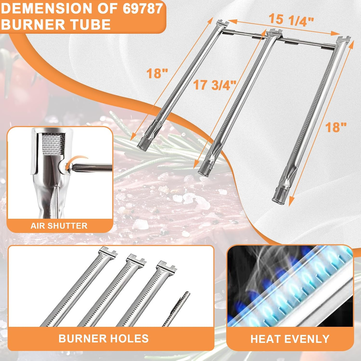 Grill Parts for Weber Spirit 2 Grill Parts GS4 Spirit II 300 SER E310 Replacement Parts for Weber 69797 Flavorizer Bars 67046 7636, 67060 GS4 Heat Deflector, 7638 Grates,67025 69787 67103 Burner Tubes image number 1