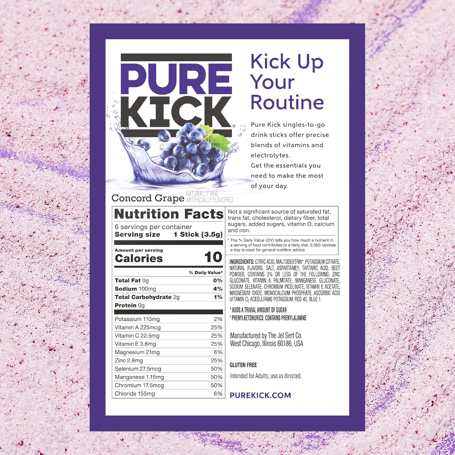 PURE KICK Hydration Singles to Go Drink Mix, Concord Grape, Includes 12 Boxes with 6 Packets in Each Box, 72 Total Packets image number 2