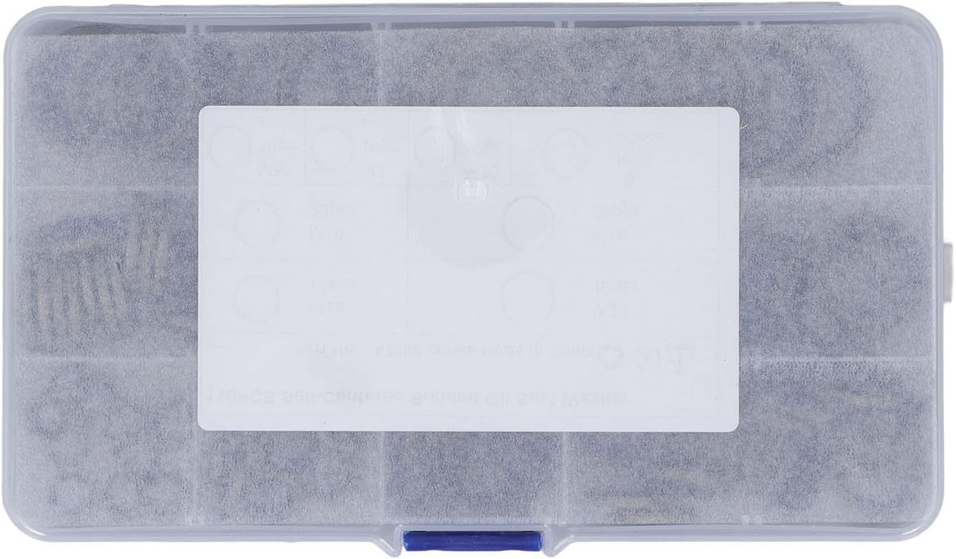 Eujgoov Oil Seal Washer, Sump Plug Washers,110 Pcs 8 Sizes Oil Drain Gaskets M6 M8 M10 M 12 M14 M16 M20 Metal Rubber Self Centering Lip,Good Sealing,High Temperature,Enough image number 1