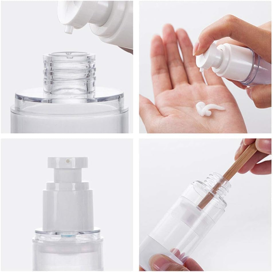 Clear Airless Lotion Pump Bottle Empty Cream Vacuum Lotion Bottle,8Pcs Empty Airless Pump Bottle Lotion Pump Bottle Vacuum Cosmetic Bottler Vacuum Press Lotion Pump Bottle,Airless Lotion Pump Bottle image number 2