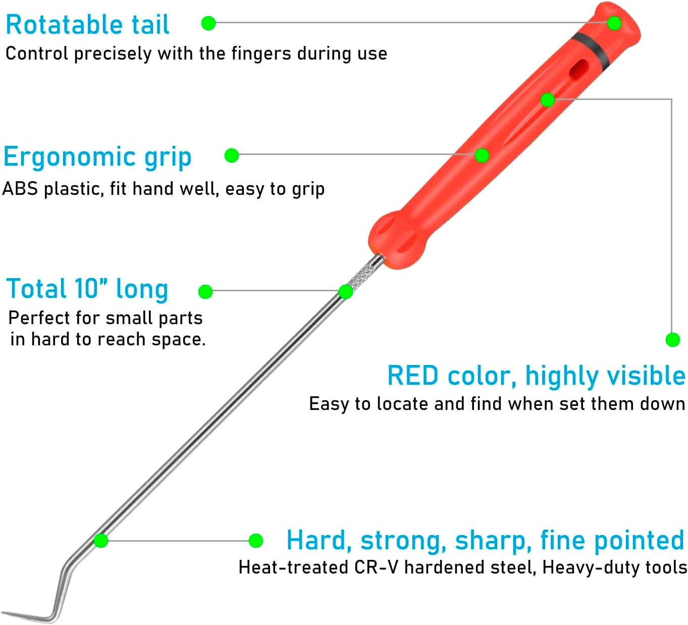 Yukihalu Pick and Hook Set, Swivelling Tail, Pick Tool Kit for O-Rings and Oil Seals, Seal Puller Set for Cars and Electronic Tools image number 2