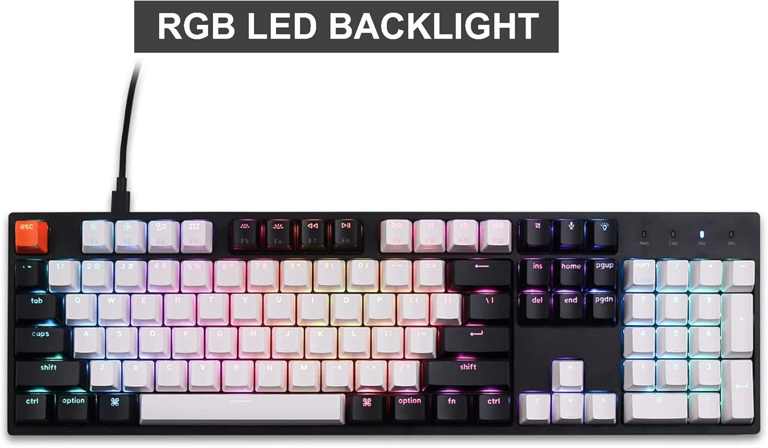 Keychron C2 USB Wired Keyboard Hot-Swappable Gateron RGB Backlit 104 Keys Mechanical Keyboard - Brown Switch (KBKCC2H3BROWN) image number 4