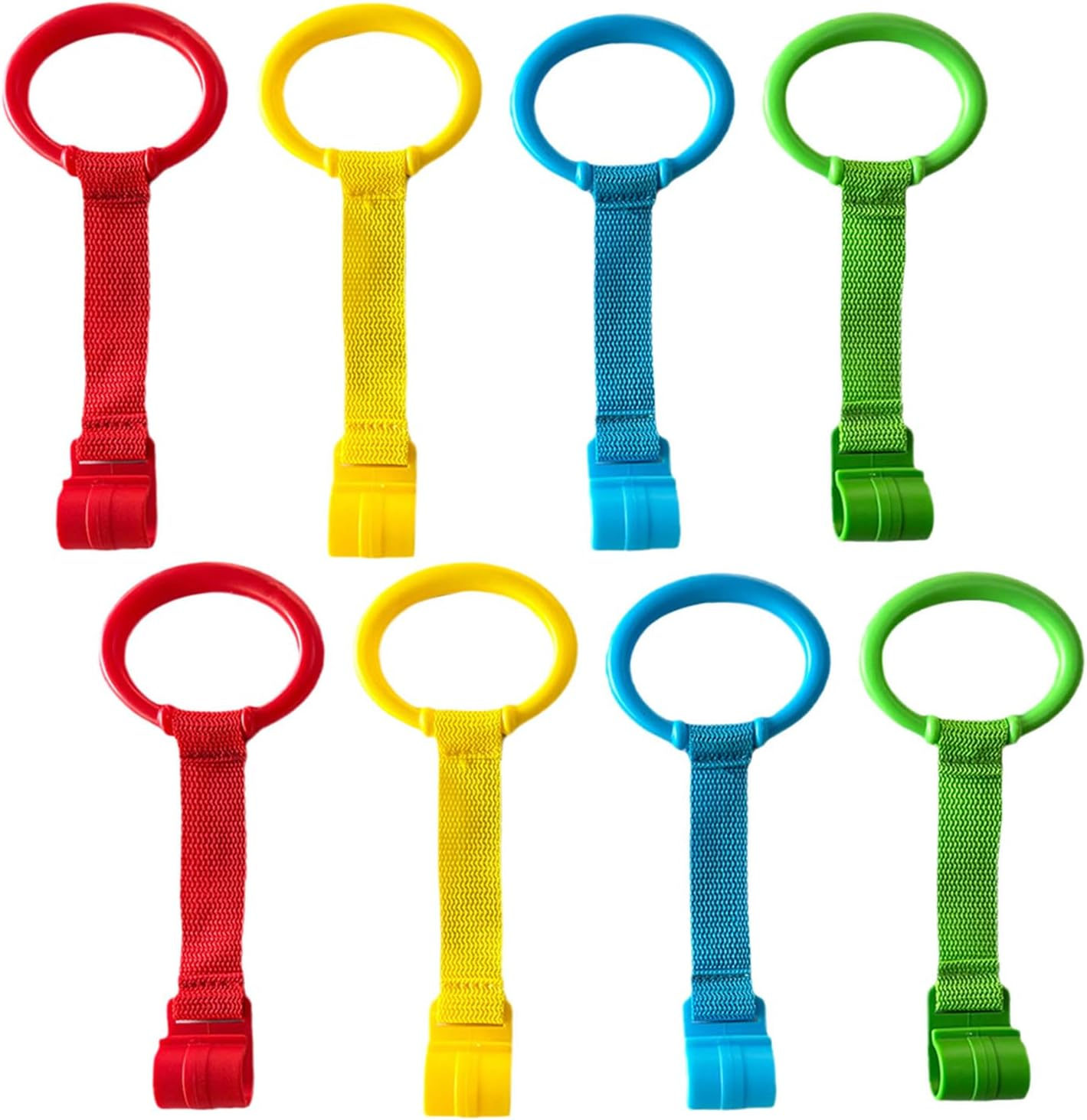 8 Pcs Baby Pull up Rings for Playpen and Crib, Toddler Stand-Up Assistant and Walking Exercise Tool, Durable Hanging Rings to Enhance Infant Development to Walk in Multiple Colour Options image number 5
