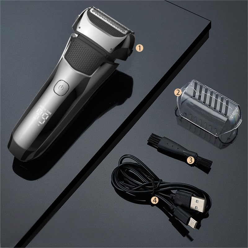 Electric Razor, Electric Shavers Face, Dry Wet Shavers Beard Trimmer Travel Foil Shaver for Men,Dry Wet Shavers Beard Trimmer Travel Foil Shaver, Type-C Charge Idea Men Gift(Black＆Grey) - Black＆Grey image number 4
