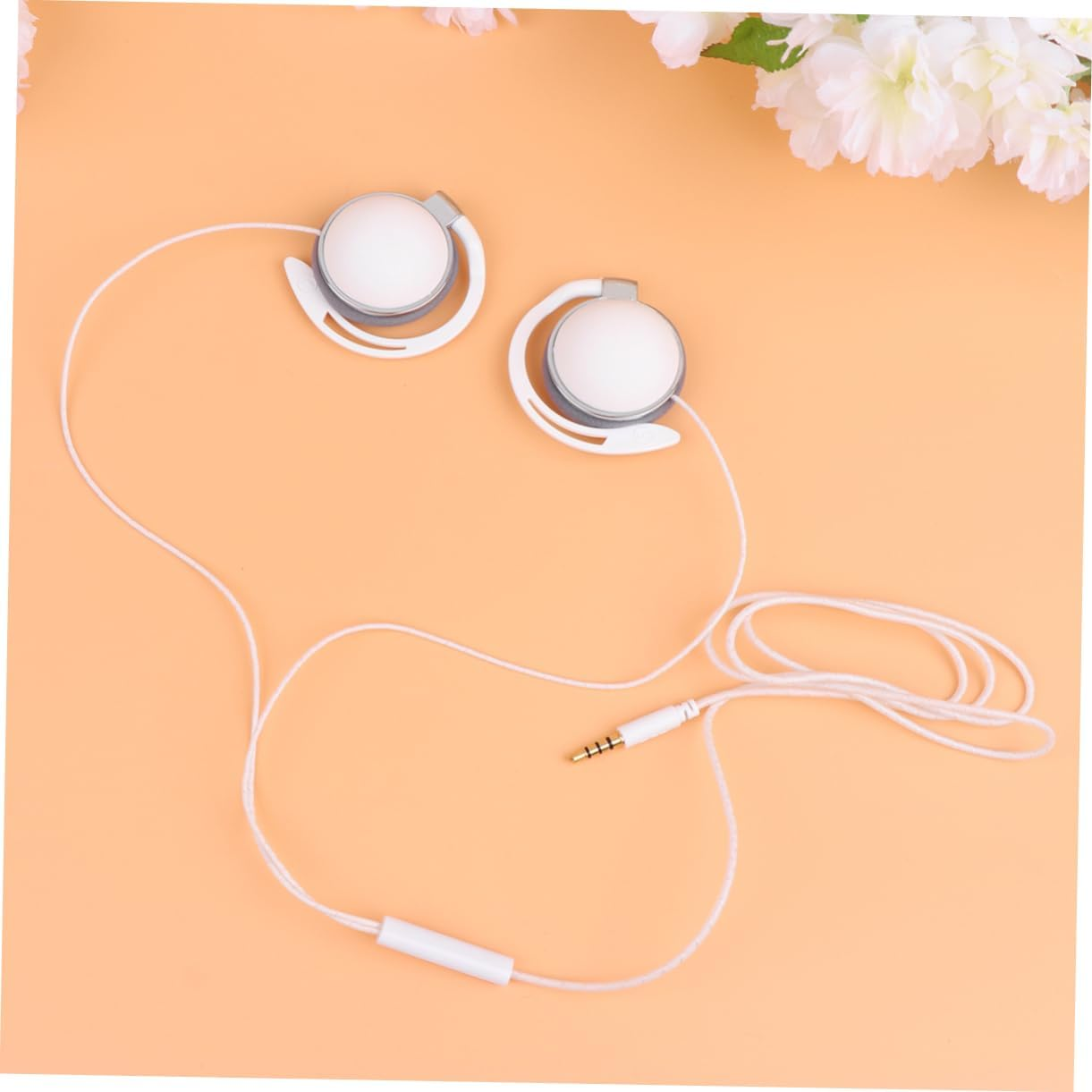 KOMBIUDA Wired Sports Earphone with Microphone White Lightweight over Ear Headset for Sweat Resistant Daily Use Noise Reduction Technology Comfortable Long Term Wear Compatible With image number 1