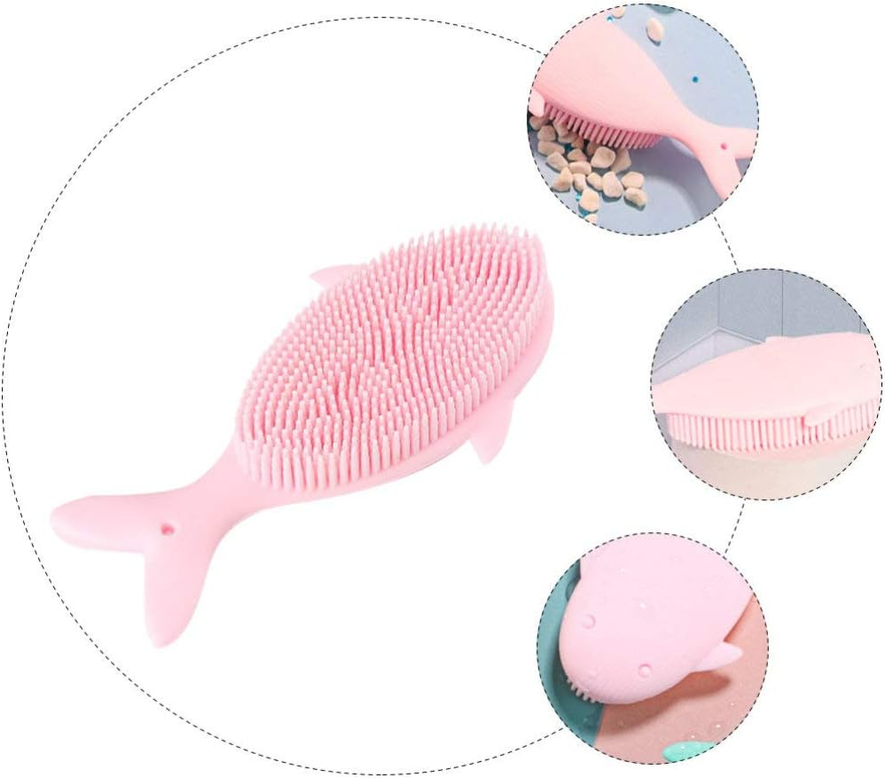 Cabilock Exfoliating Silicone Bath Shower Brush for Boy Girl Boy Girl Soft Gentle Massaging Scrubber Safe Non-Deforming Design for Scalp Cleansing Cute Cartoon Shape image number 3