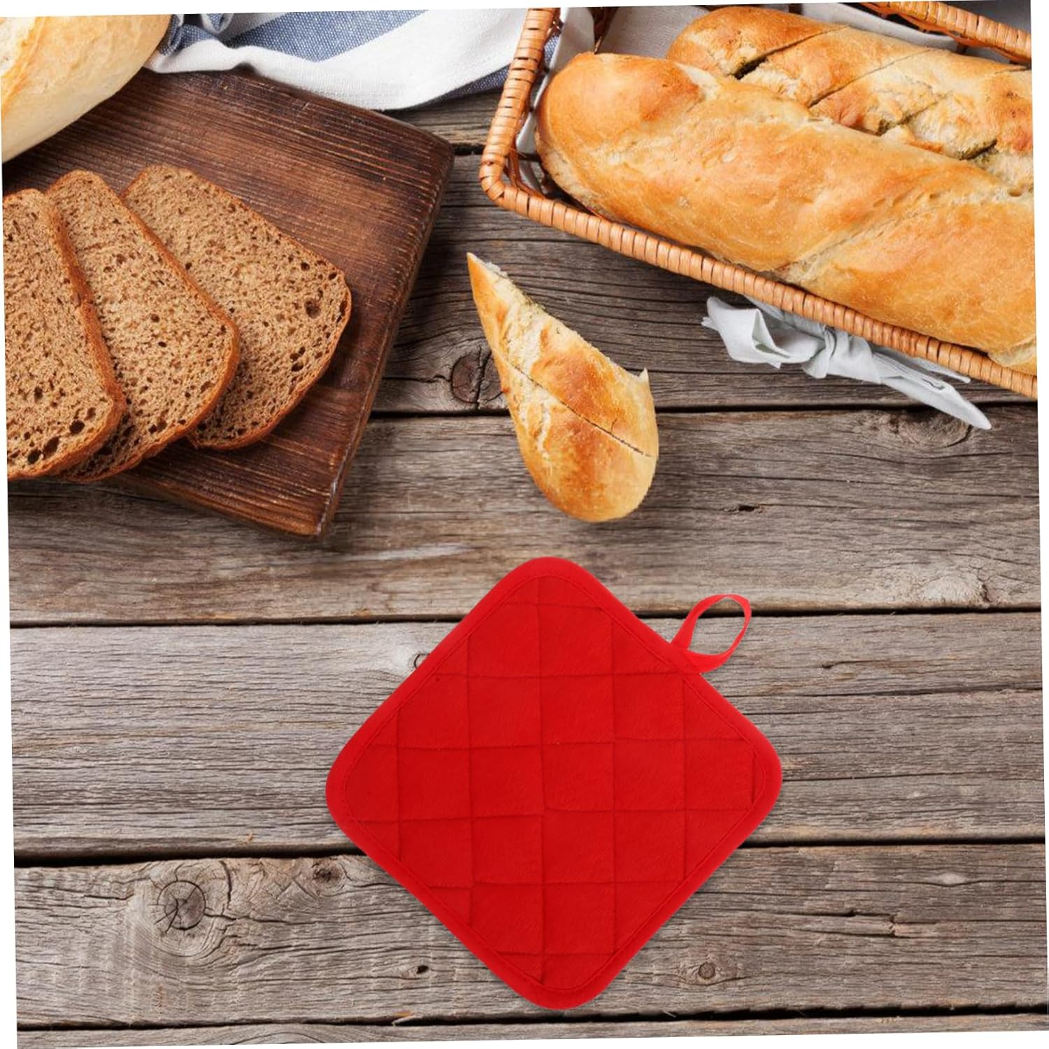 GARVALON 10Pcs Quilted Cotton Kitchen Pot Holders Heat Resistant Square Baking Hot Pads for Everyday Use Reusable Cooking Pot Holders Trivets image number 5