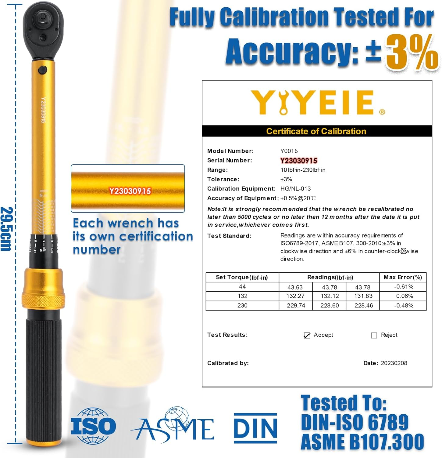 YIYEIE 50Pcs Master Bike Torque Wrench Set, 1/4 Inch Drive, 10-220 IN.LB (1-24.9 Nm), Inch Pound Click Torque Wrench with Bit Sockets, 0.1 Nm Micro, 3/8 Adapter, Pro Bicycle Tool Kit for MTB image number 1