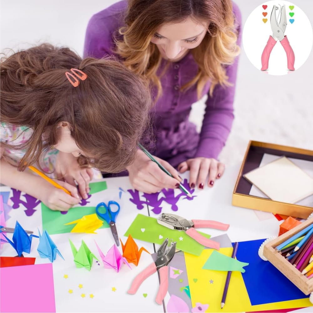 Fabselection 1PCS Hole Punch,Small Mini Tiny Shaped Love Metal Single Handheld Hole,Paper Punch Punchers with Soft-Handled,For DIY Craft Paper Tags Clothing Ticket Scrapbook Tool (Love Shaped)