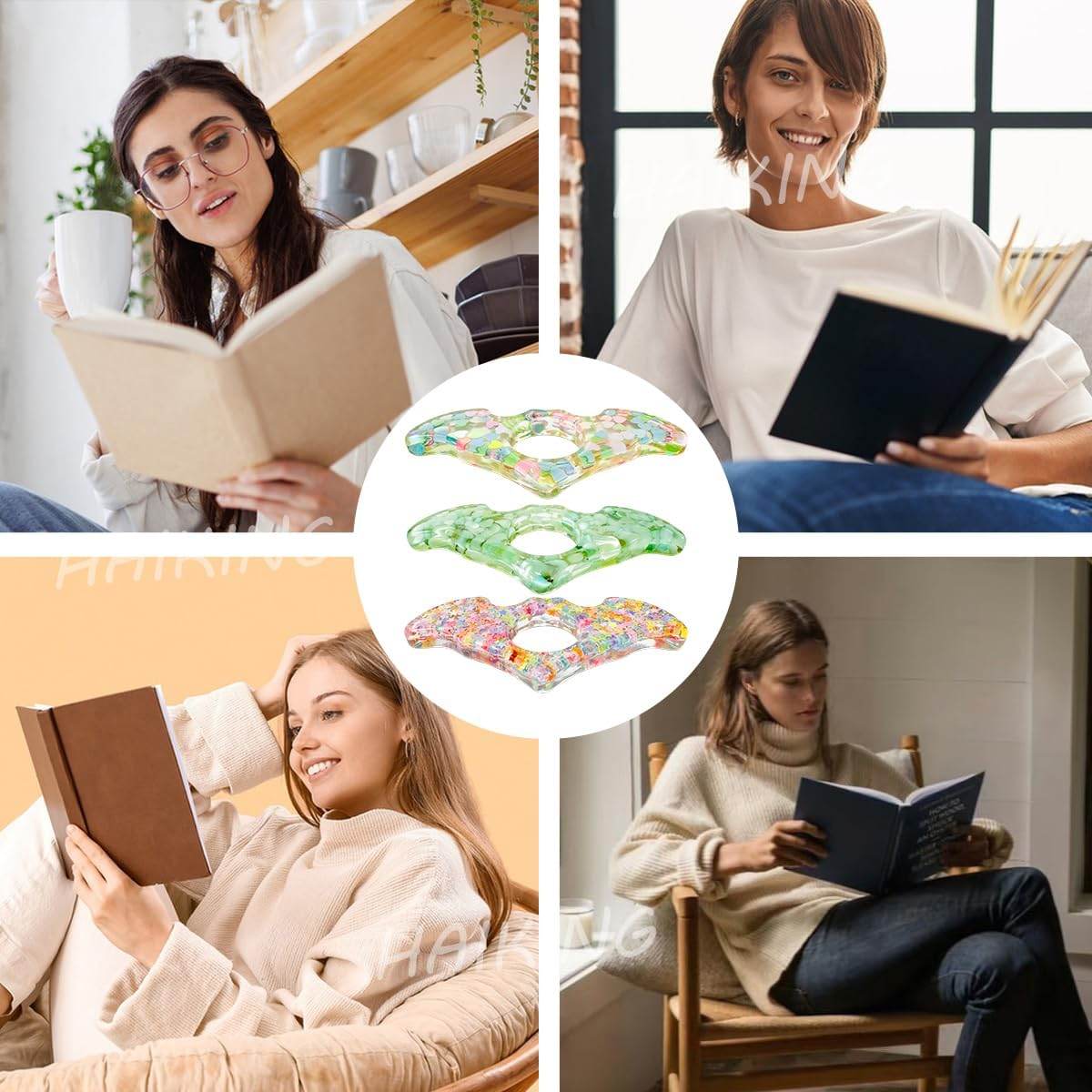 HAIKING Page Holders, 3 PCS Thumb Book Holders for Readers, Book Lovers, Bookworm (8 Cm/3.14 In)