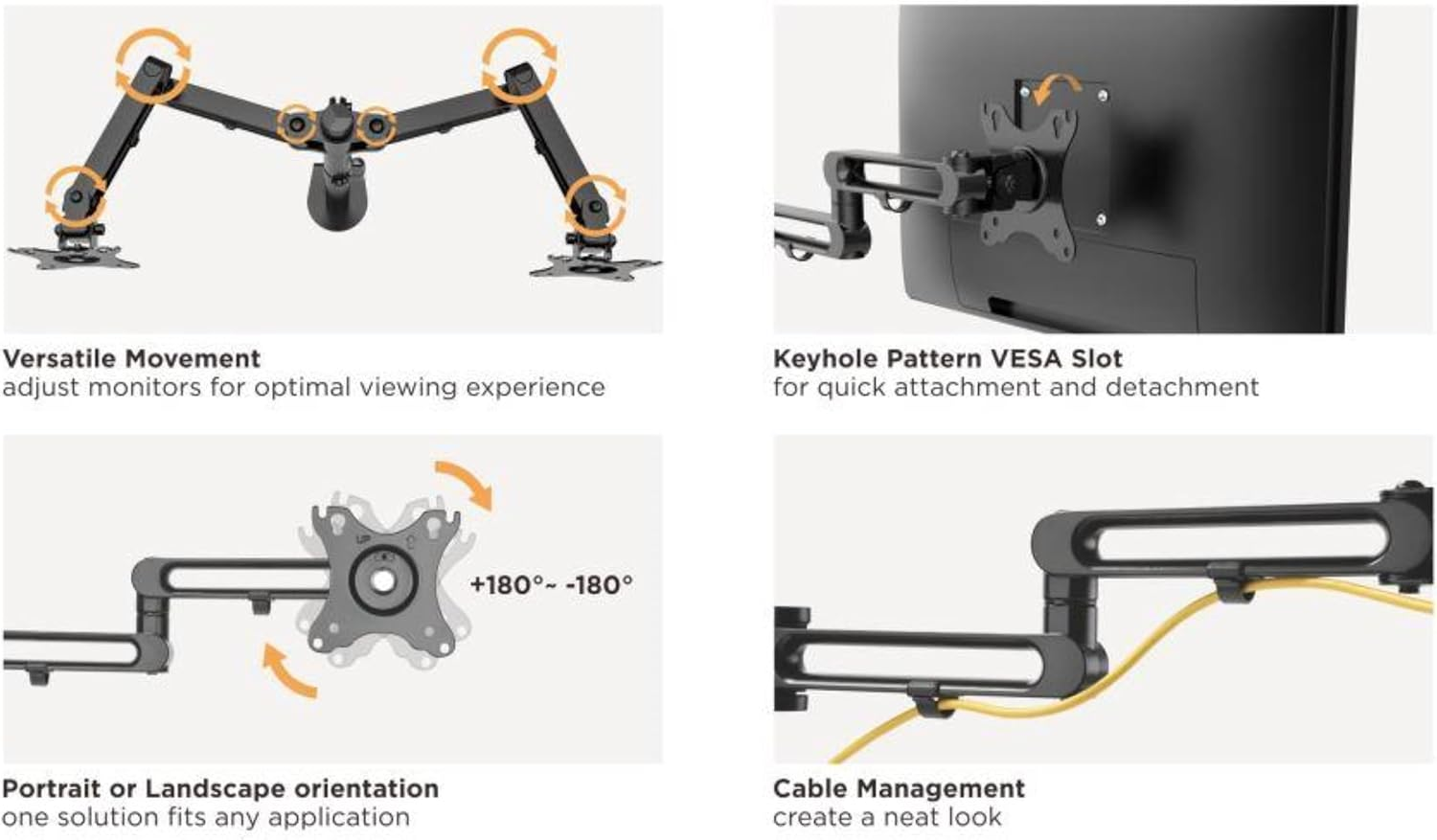 Brateck Dual Monitor Premium Articulating Aluminium Monitor Stand Fit Most 17-32-Inch Monitors image number 3