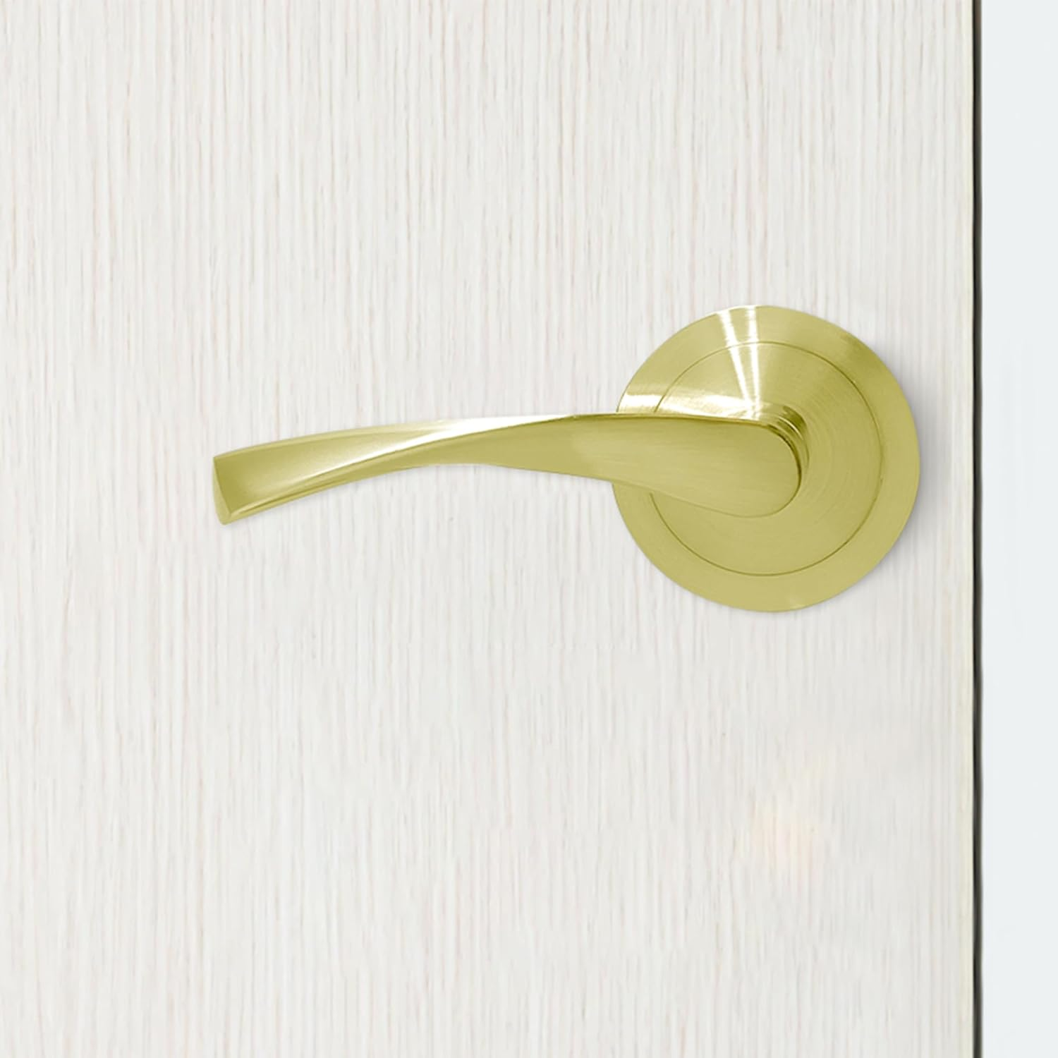 Micel - 07081 - Door Handle Set with Wide Rosette (65 Mm) and Aluminium Lever Brass Finish Shiny Gold 135 X 65 X 65 Mm image number 5