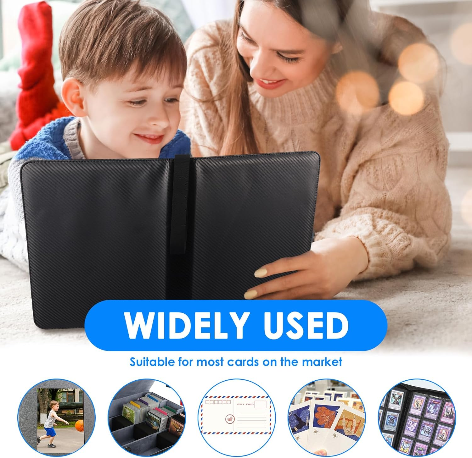 9 Pocket Trading Card Binder 50 Pages Large Capacity Zipper Closure Card Collection Storage for Collectible Games, Sports, TCG image number 6