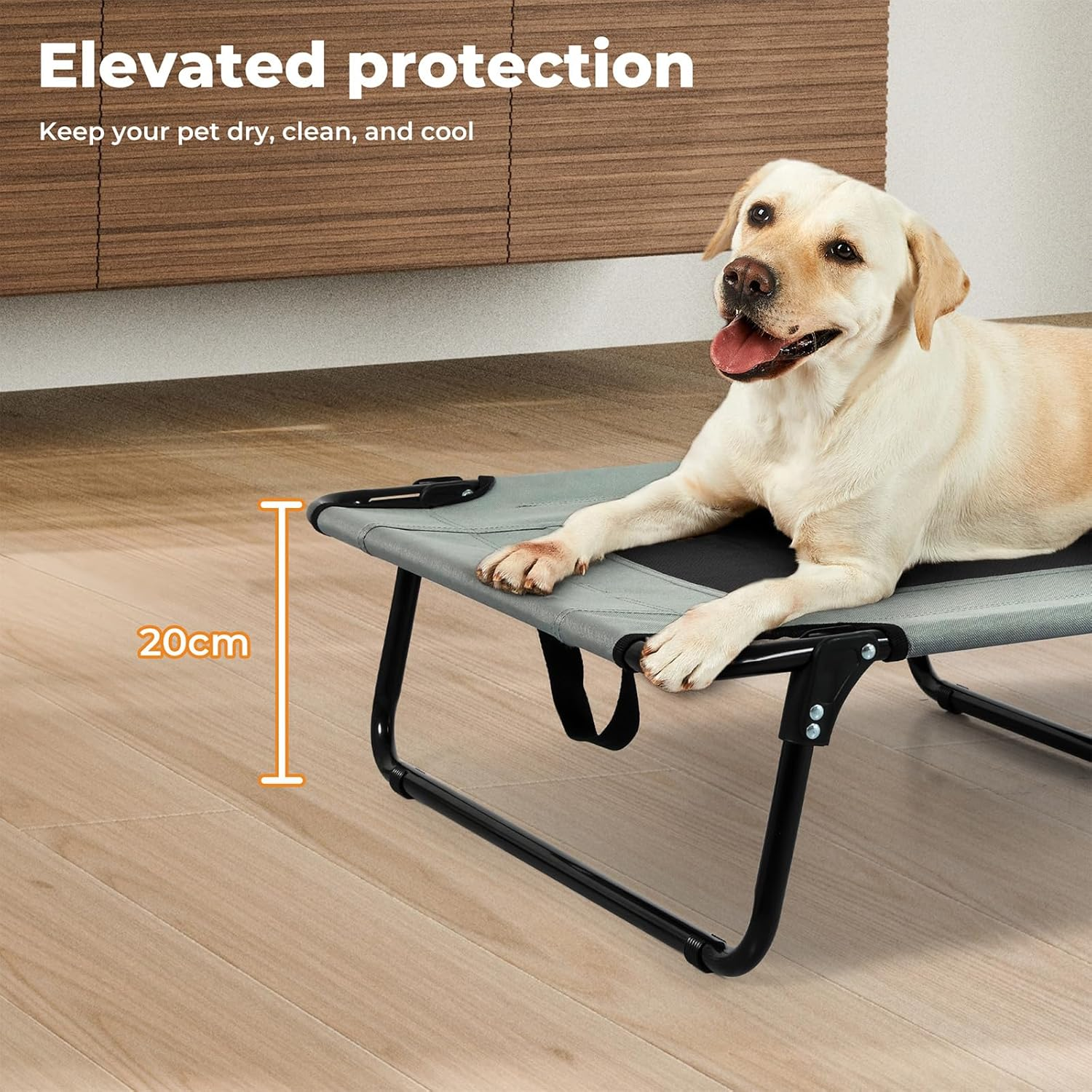 Pawz Foldable Elevated Dog Beds,Raised Dog Bed for Medium Large Pets,Folding Portable Dog Trampoline with No-Slip Feet,Breathable Teslin Mesh,Indoor Outdoor Use,No Assembly Need,Large