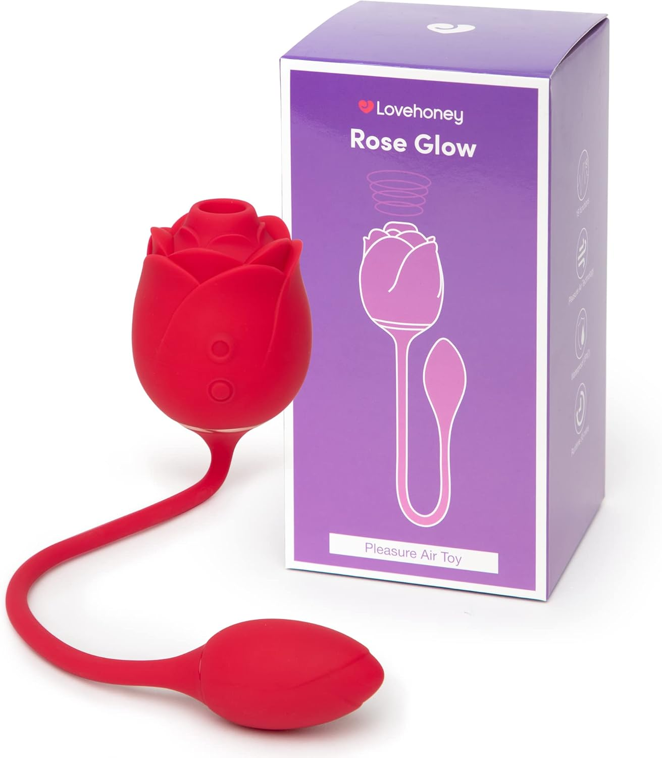 Lovehoney Rose Glow 2 in 1 Rose Clitoral Sucking & Love Egg Vibrator &ndash; Rose Sex Toy Clit Suction Stimulator with 6 Suction Speeds &ndash; Vibrating Adult Sex Toys for Women - Rechargeable & Waterproof image number 2