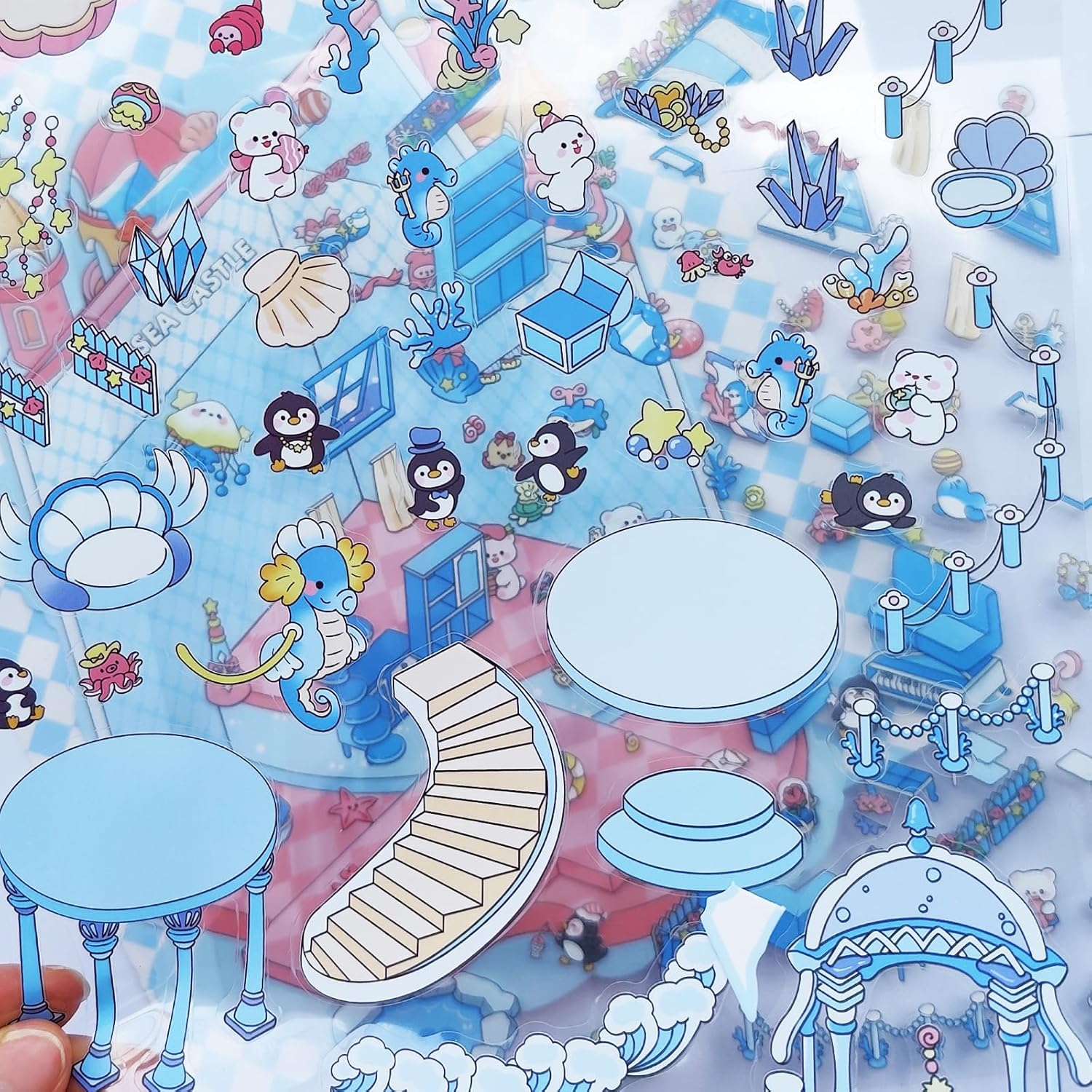 4 Sets DIY 3D House Sticker Big Scene of Stickers for Girls Make Your Own Mini Shop Scenes Stickers for Kids Cute Cartoon Animal Sticker for Adult Relief Stress Pass the Time (Big-1) image number 1