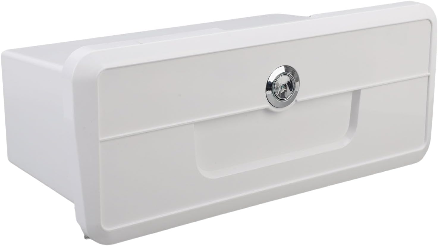 Jiawu Boat Storage Compartment, ABS Plastic Boat Glove Box with with Double Cup Holder Design, Concealed Button Lock, Spacious Pontoon Yacht Storage Box (White)