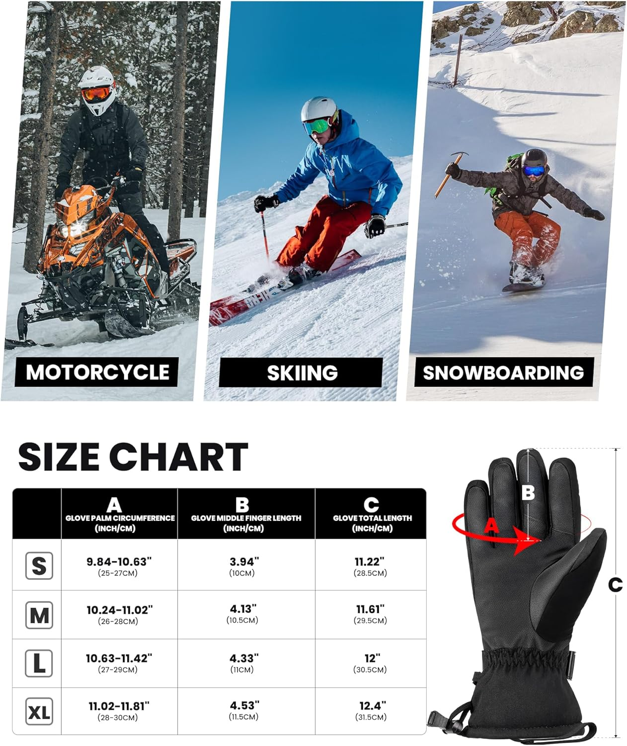 Outdoormaster Ski Snow Gloves for Women & Men - 3M Thinsulate Waterproof Snowboard Winter Warm Windproof Snowmobile Gloves with Double-Pocket image number 4