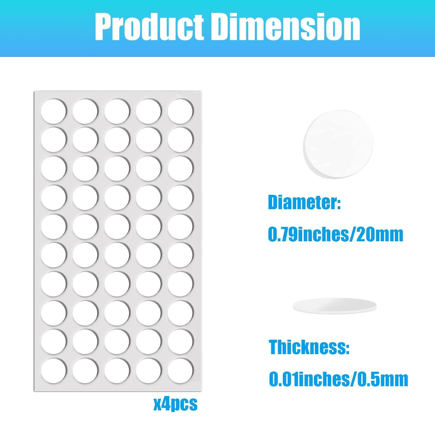 Double Sided Adhesive Dots, 200 Pcs Strong round Adhesive Transparent Dots, Removable Traceless Adhesive Dots for Gift Wrapping, DIY Scrapbooking, Festival Decoration (20Mm) image number 5