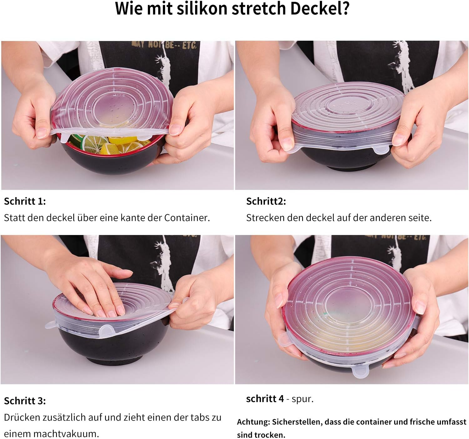 BEAUTLOHAS. Stretchy Silicone Lids, Pack of 12 Silicone Lids, Stretchy & Reusable in Various Sizes, Fresh Lid Stretch Lid for Bowls, Cups, Cans, Fruit (6 Rounds + 6 Square) image number 3