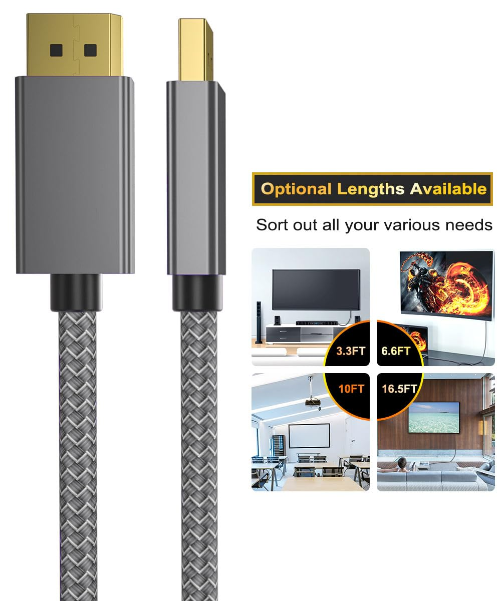 Itramax 8K 60Hz Displayport Cable 3M(2-Pack),10Ft DP 1.4 Male Ultra High Speed Cord for Laptop/Pc/Tv/Gaming Monitor,Support HBR3 Bandwidth of 32.4Gbps,4K@144Hz,2K@165Hz,1080P@240Hz(Dp 1.2 Compatible) image number 2