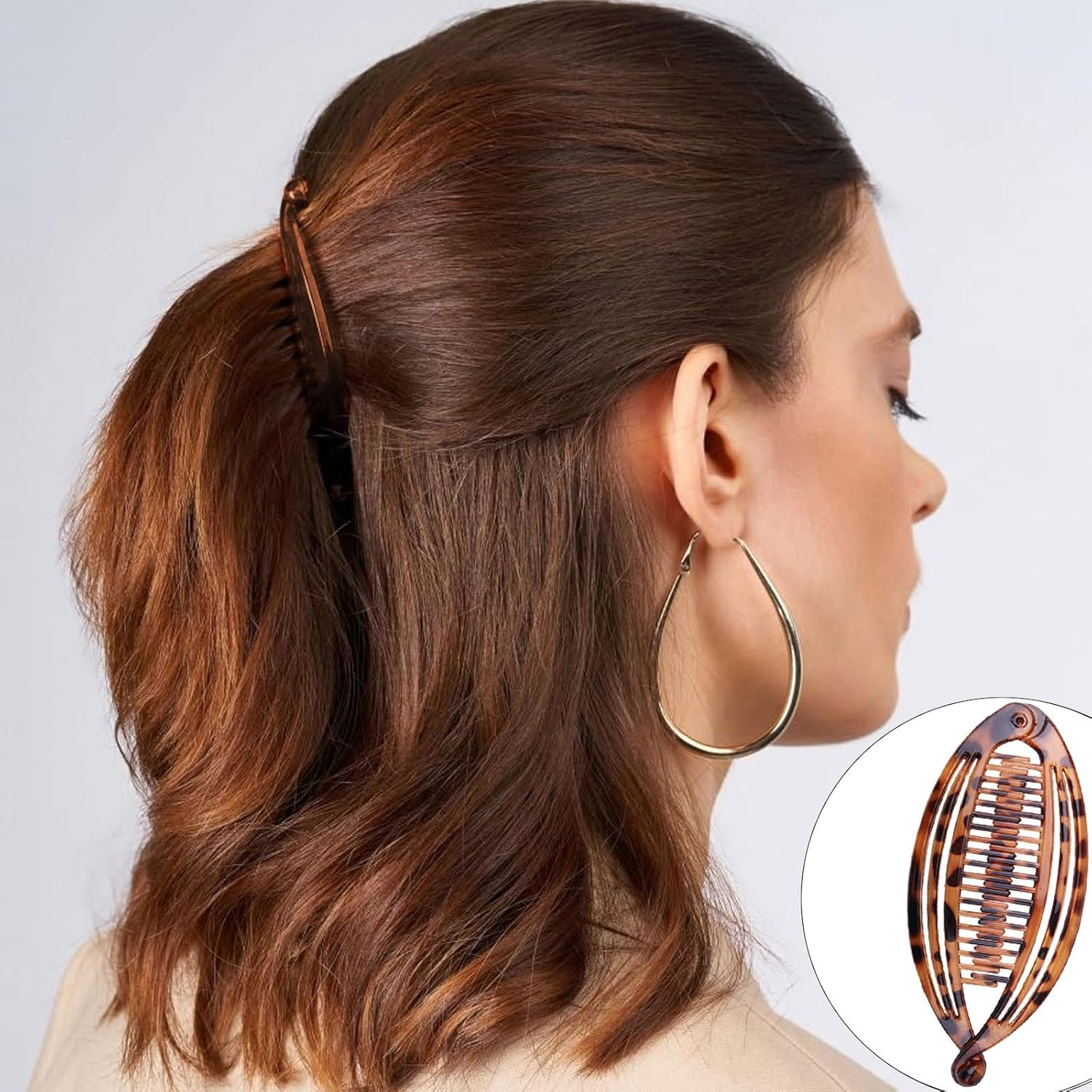 Pack of 3 Banana Clip Hair, Banana Clip, Banana Hair Clips, Retro Female Hair Accessory Hair Comb, Vintage Fish Tail Hair Clip, Women'S Ponytail Banana Clips, Hair Clips image number 3