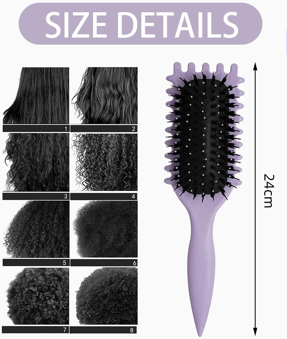 AORHOFJ 1 X Curling Brush, Styling Brush, Multi-Purpose Curling Brush, Curling Brush, Boar Bristle Hair Brush for Defined Hairstyles and Gentle Care Comb image number 6