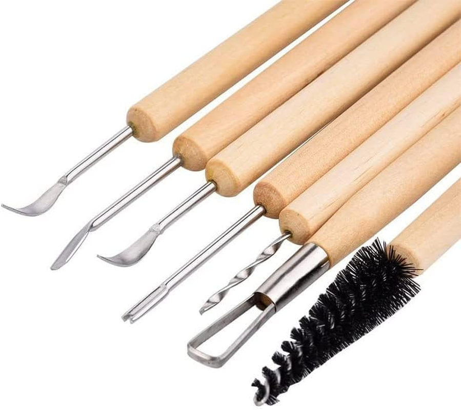 QYINXIU Pottery Clay Sculpting Modeling Tool Set,11-Piece Wooden Handle Clay Pottery Sculpting and Cleaning Tool Set, Double-Sided Clay Carving Tools image number 5