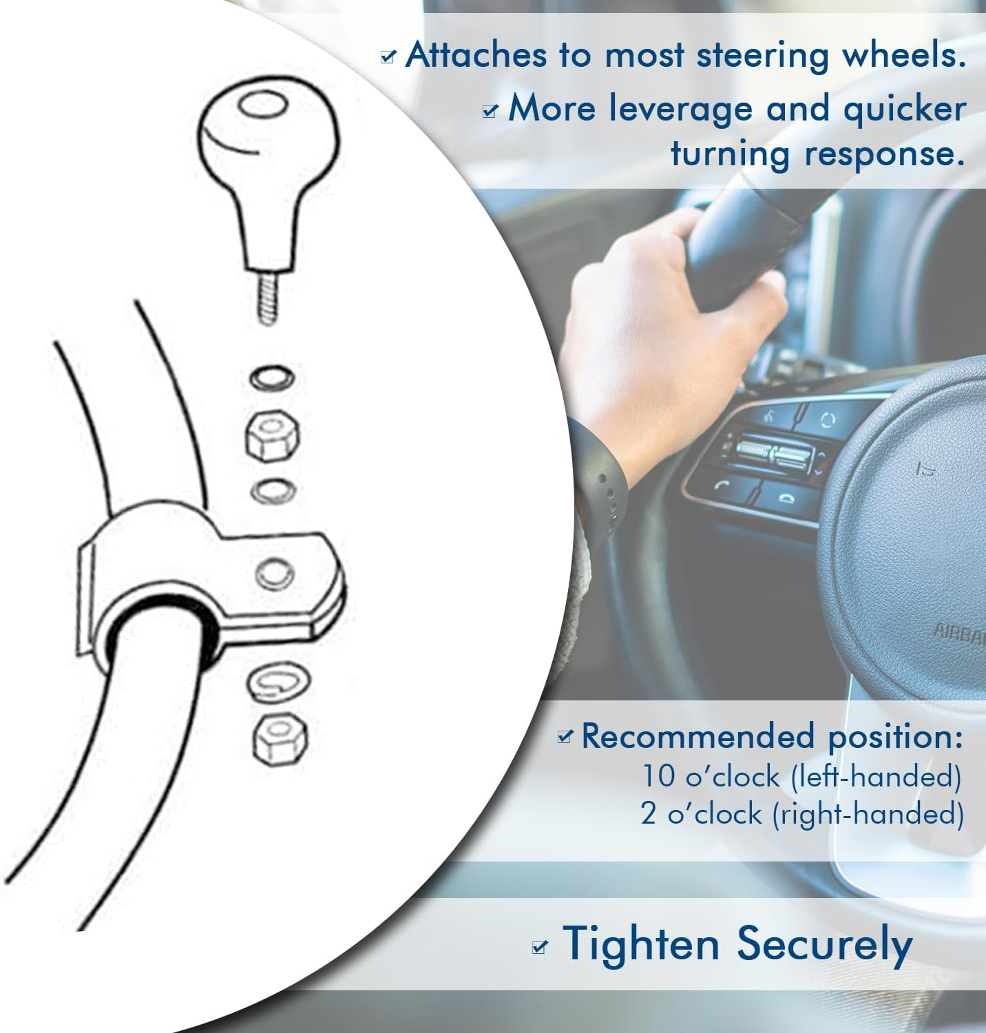 Zento Deals Classic Black Universal Fit Vehicle Steering Wheel Suicide Spinner Premium Quality Power Handles (Black 2)