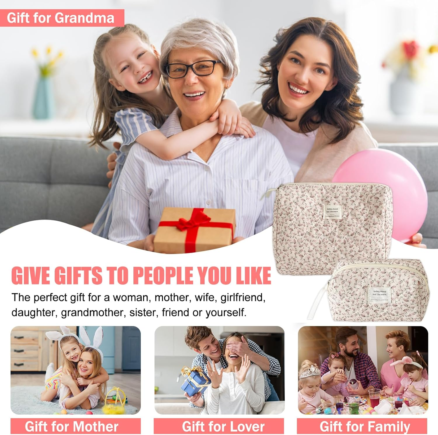 HTTDSLF 2 Pieces Small Cosmetic Bag, Cord Makeup Bag for Women, Cosmetic Bag, Multifunctional, Travel Toiletry Bag, Toiletry Bag, Makeup Bag, Birthday Gift for Women