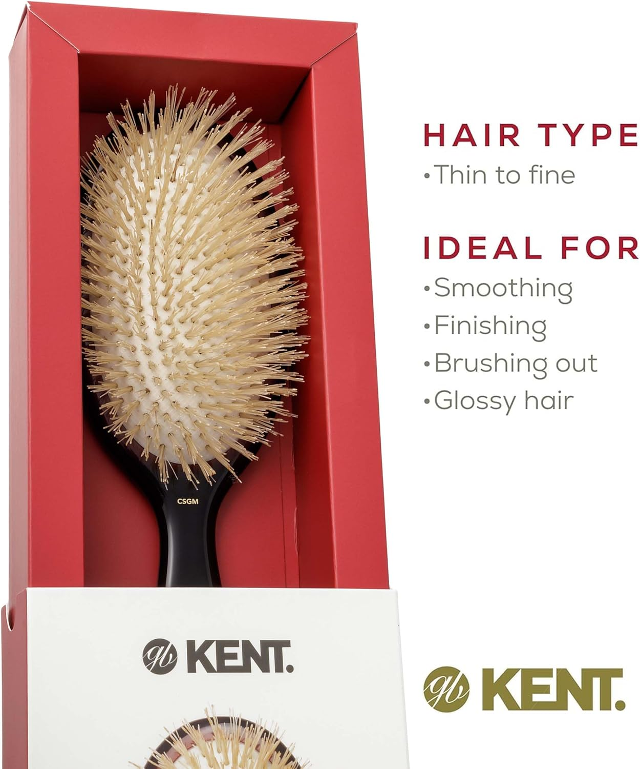 Kent Brushes Oval Cushion Hairbrush White CSGM Medium 6 Ounce image number 4