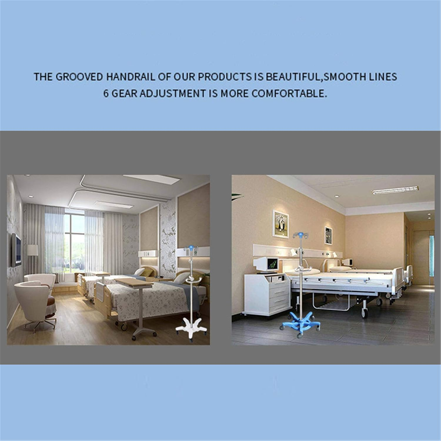 Infusion IV Pole W/5 Wheels Medical Infusion Stand W/Tray/Armrest Stainless Steel Drip Stand Height Adjustable IV Bag Holder for Beauty Salon Clinic Elderly (White) image number 2